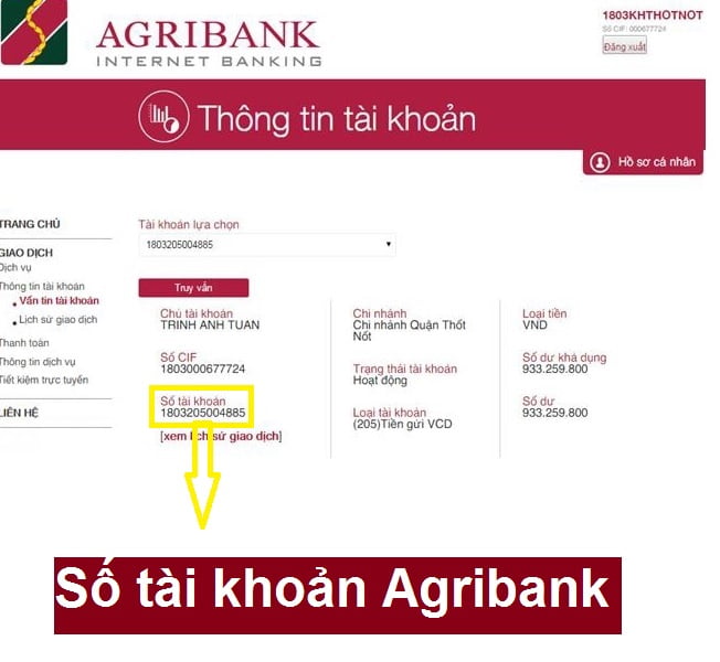 Số tài khoản Agribank