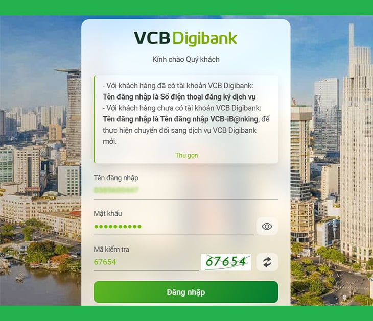 Xem lịch sử giao dịch Vietcombank trên máy tính