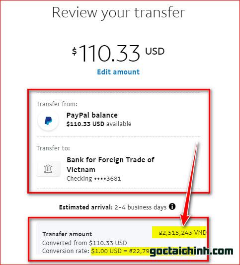 rút tiền payal về vietcombank