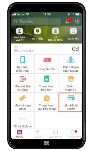 chọn liên kết tài khoản