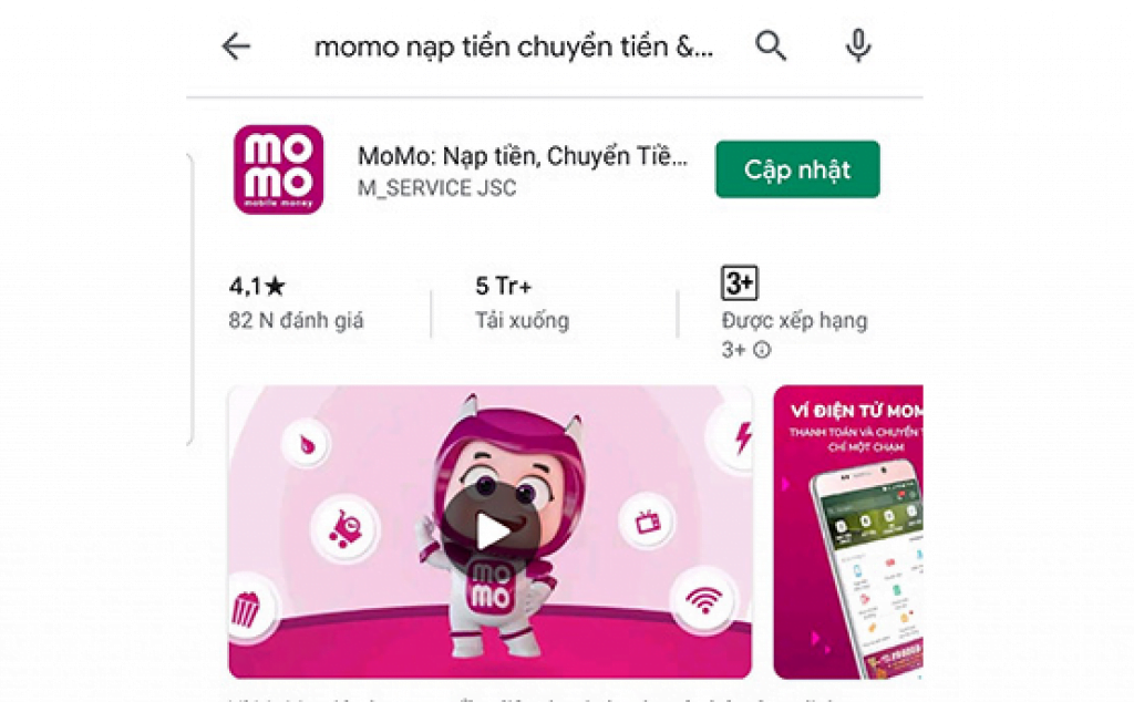tải và cài đặt momo lên điện thoại