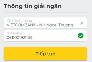 điền tài khoản ngân hàng giải ngân