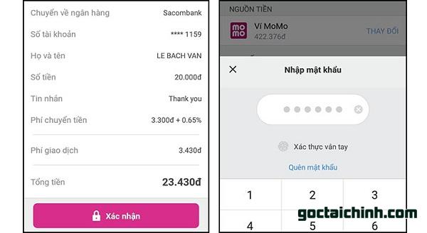 chuyển tiền qua ví điện tử Momo