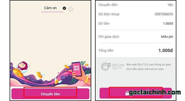 Chuyển tiền cho người dùng Momo