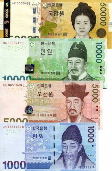 Mệnh giá đồng Won lưu hành hiện nay tại Hàn Quốc