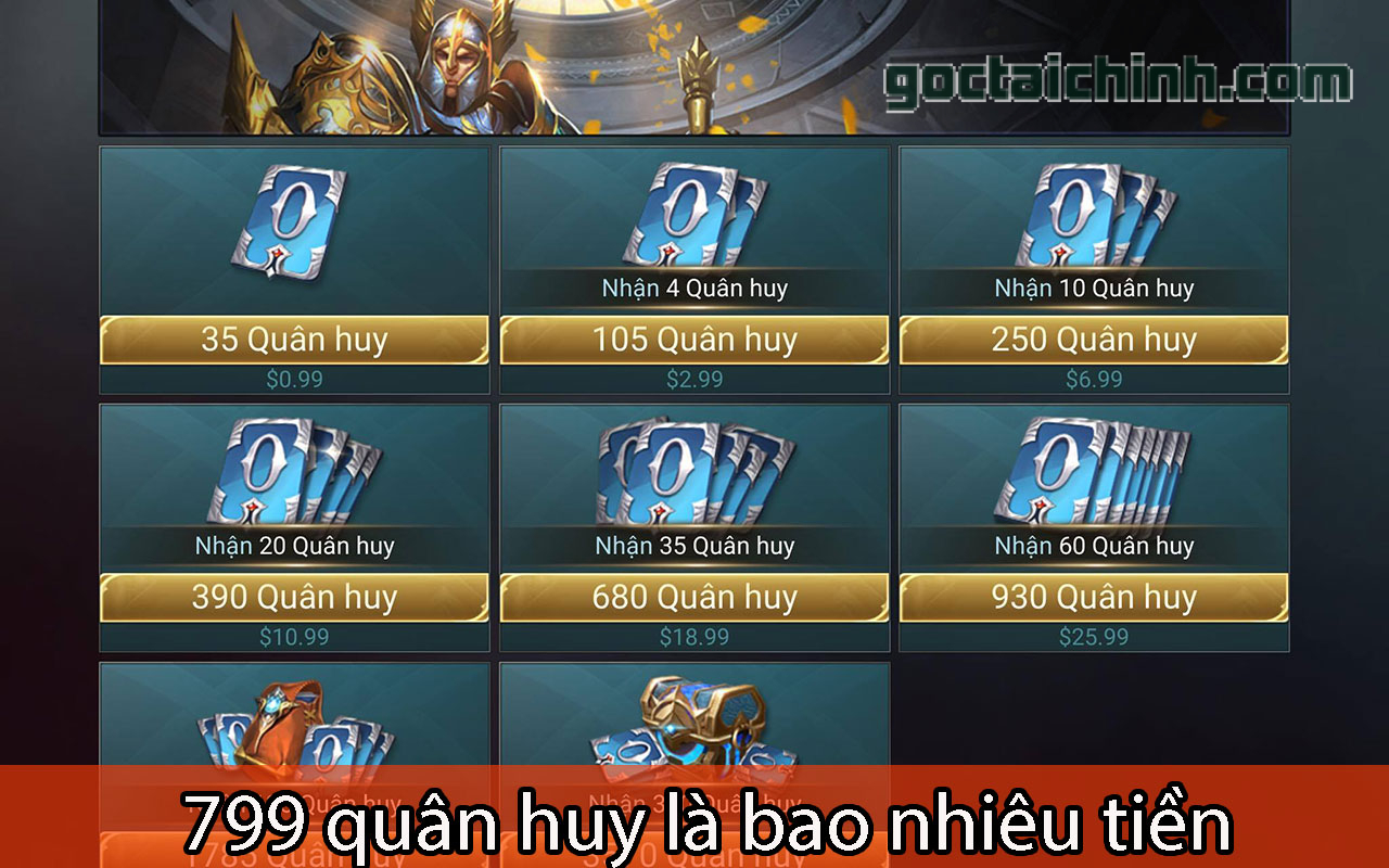 799 quân huy là bao nhiêu tiền? Cách quy đổi thế nào?