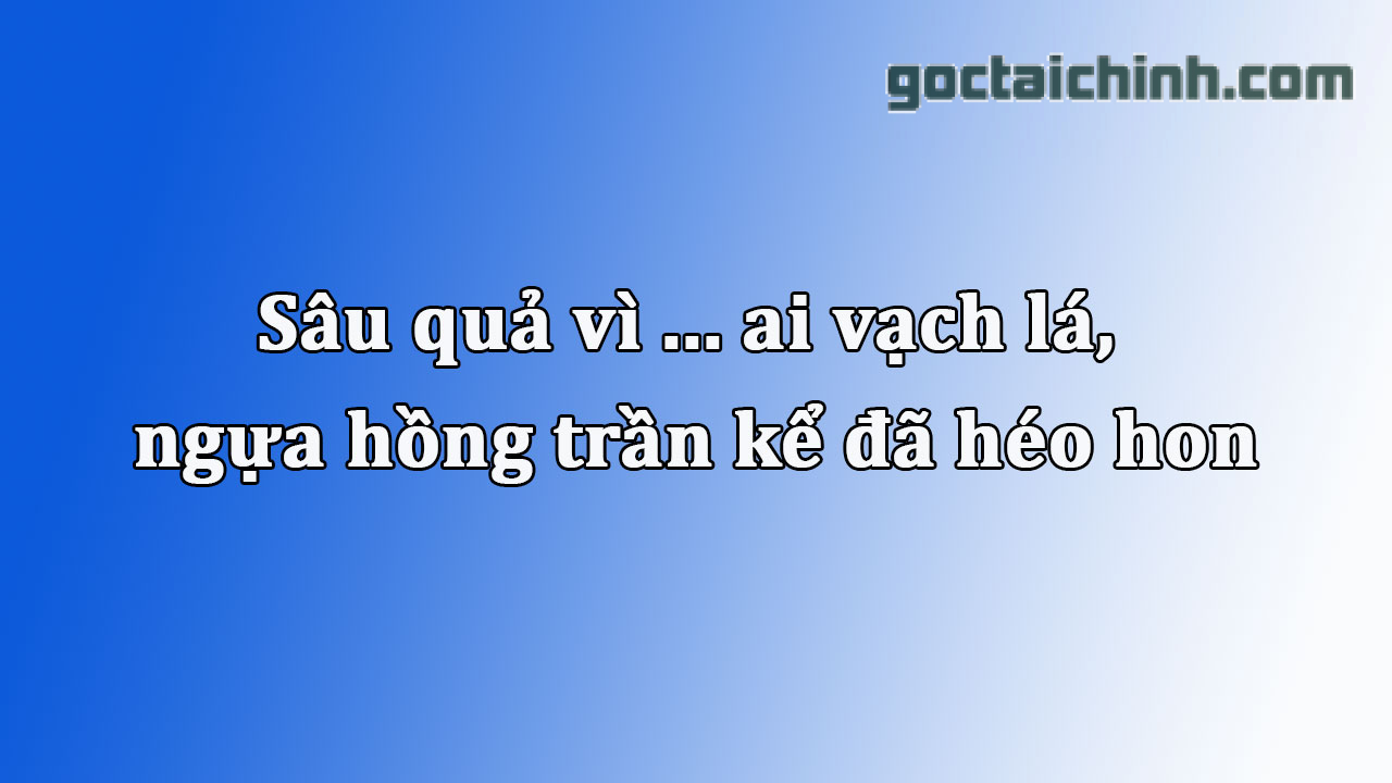 Sâu quả vì ai vạch lá, Ngựa hồng trần kể đã héo hon