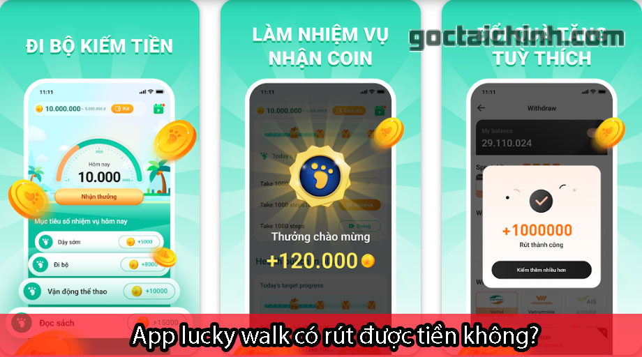 App Lucky Walk có rút được tiền không?